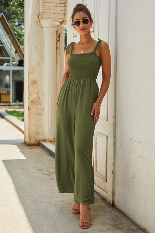 Plain Sleeveless High-waisted Jumpsuit - Pavacat