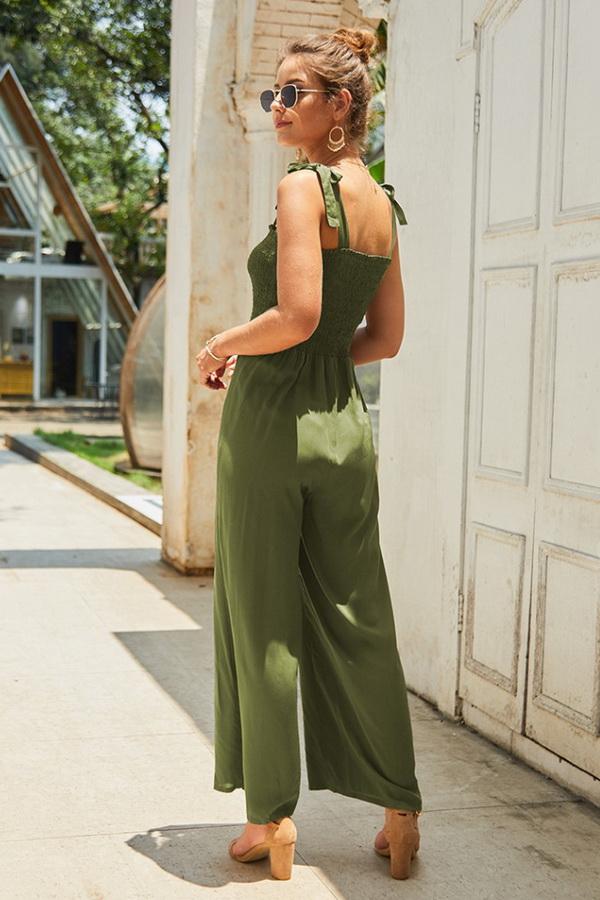 Plain Sleeveless High-waisted Jumpsuit - Pavacat