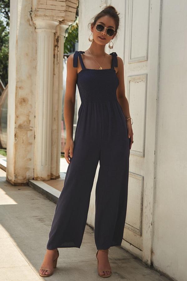 Plain Sleeveless High-waisted Jumpsuit - Pavacat