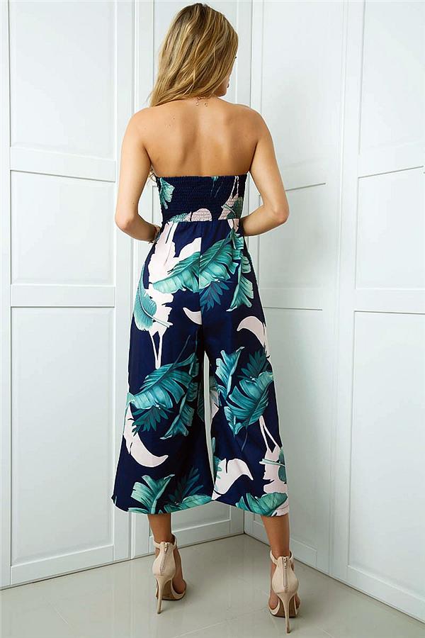 Plant Strapless Wide Leg Jumpsuit Jumpsuits & Rompers 5201812281531 