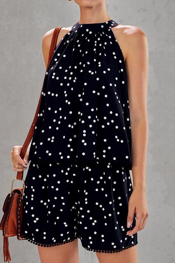 Polka-dot Loose Casual Jumpsuits - Pavacat