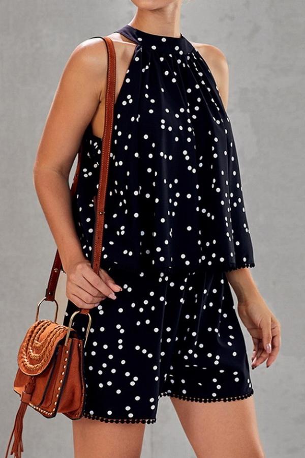 Polka-dot Loose Casual Jumpsuits - Pavacat