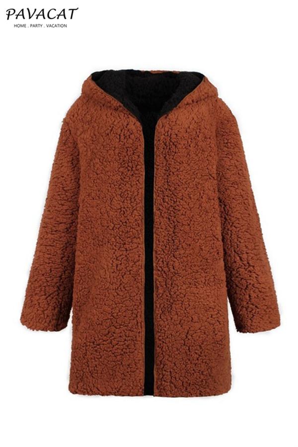 Reversible Faux Lambswool Thick Jacket Coat Simplee 