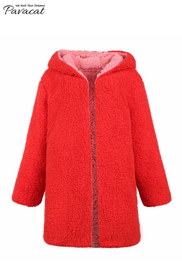 Reversible Faux Lambswool Thick Jacket Coat Simplee 