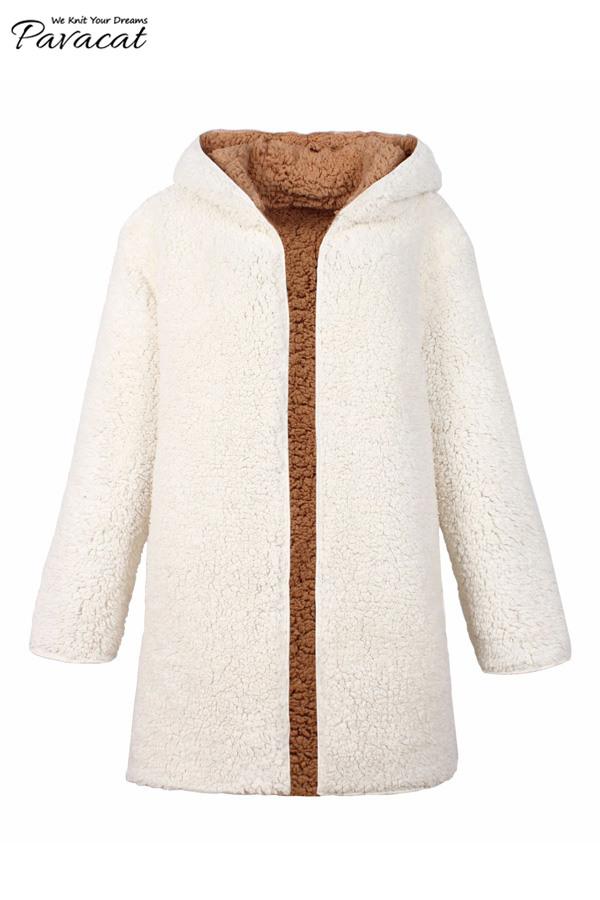 Reversible Faux Lambswool Thick Jacket Coat Simplee 