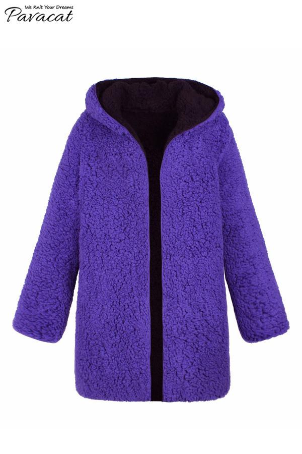 Reversible Faux Lambswool Thick Jacket Coat Simplee 