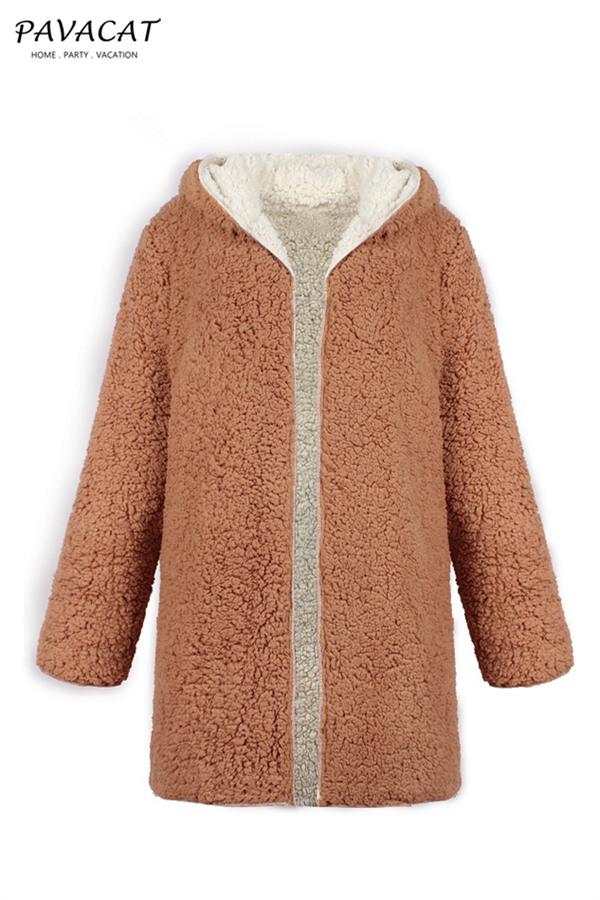 Reversible Faux Lambswool Thick Jacket Coat Simplee 