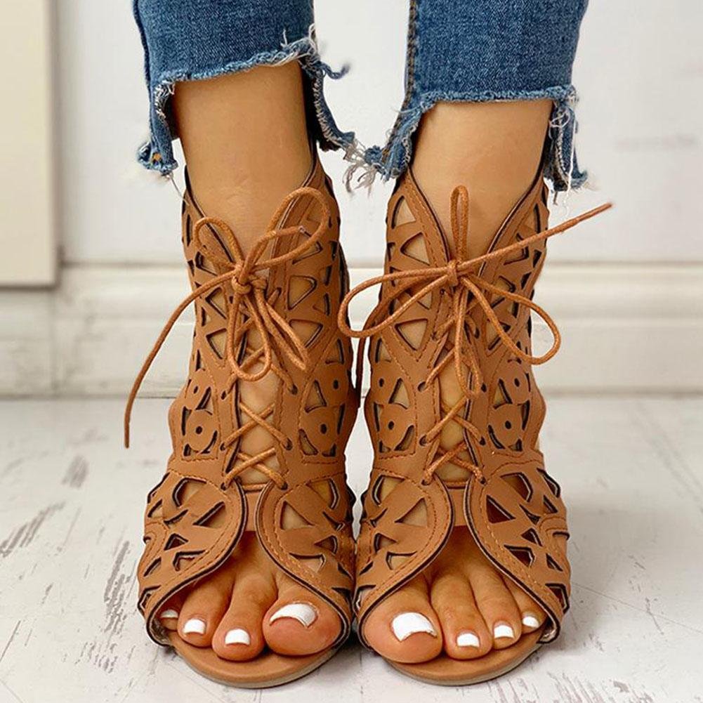 Shoelaces Gladiator Leisure Boot Sandals - Pavacat