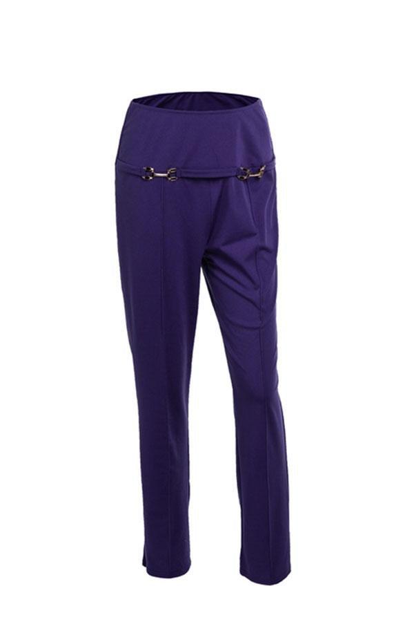 Simple High-waisted Straight Pants Pants 5201902090929 L purple 