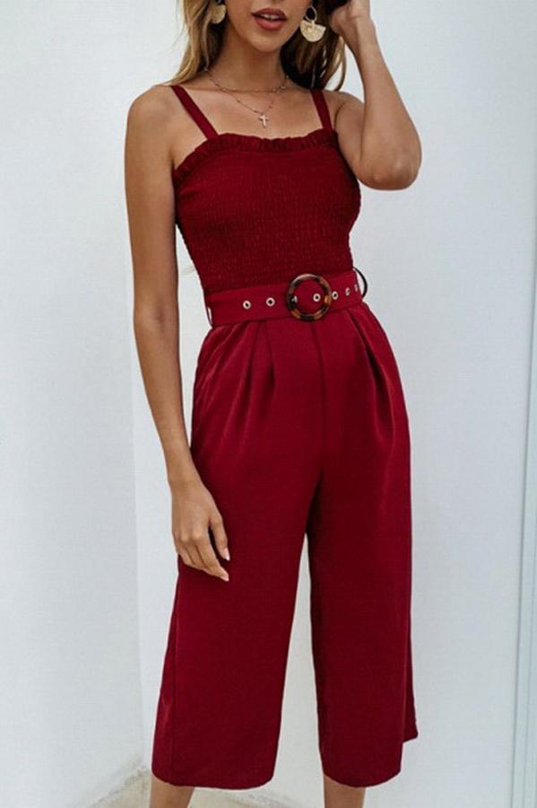 Sling Halter Design Pocket Jumpsuit Jumpsuits & Rompers 5201906191605 darkred L 