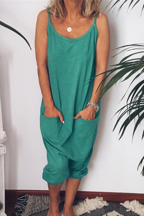 Sling Halter Design Pocket Jumpsuit Jumpsuits & Rompers 5201906191605 green L 