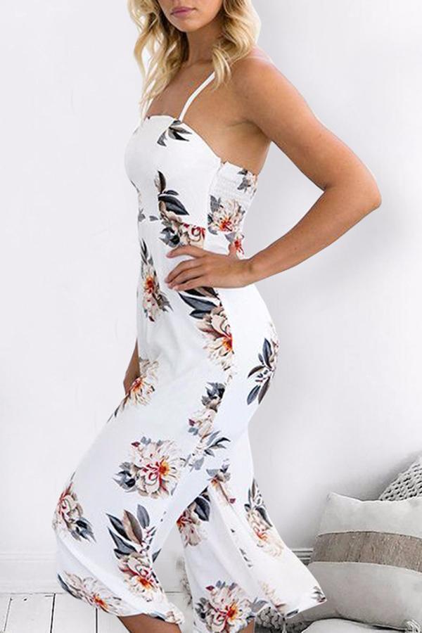 Spaghetti Strap Sleeveless Loose Floral Jumpsuit Jumpsuits & Rompers 5201804251627 