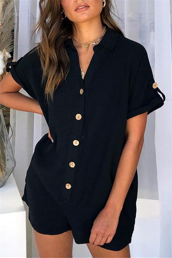 Streetwear Short Sleeve Shirt Romper Jumpsuits & Rompers 5201812281531 