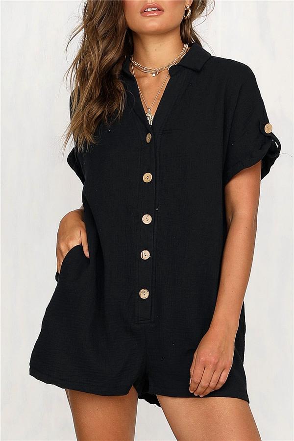 Streetwear Short Sleeve Shirt Romper - Red Jumpsuits & Rompers 5201812281531 S black 