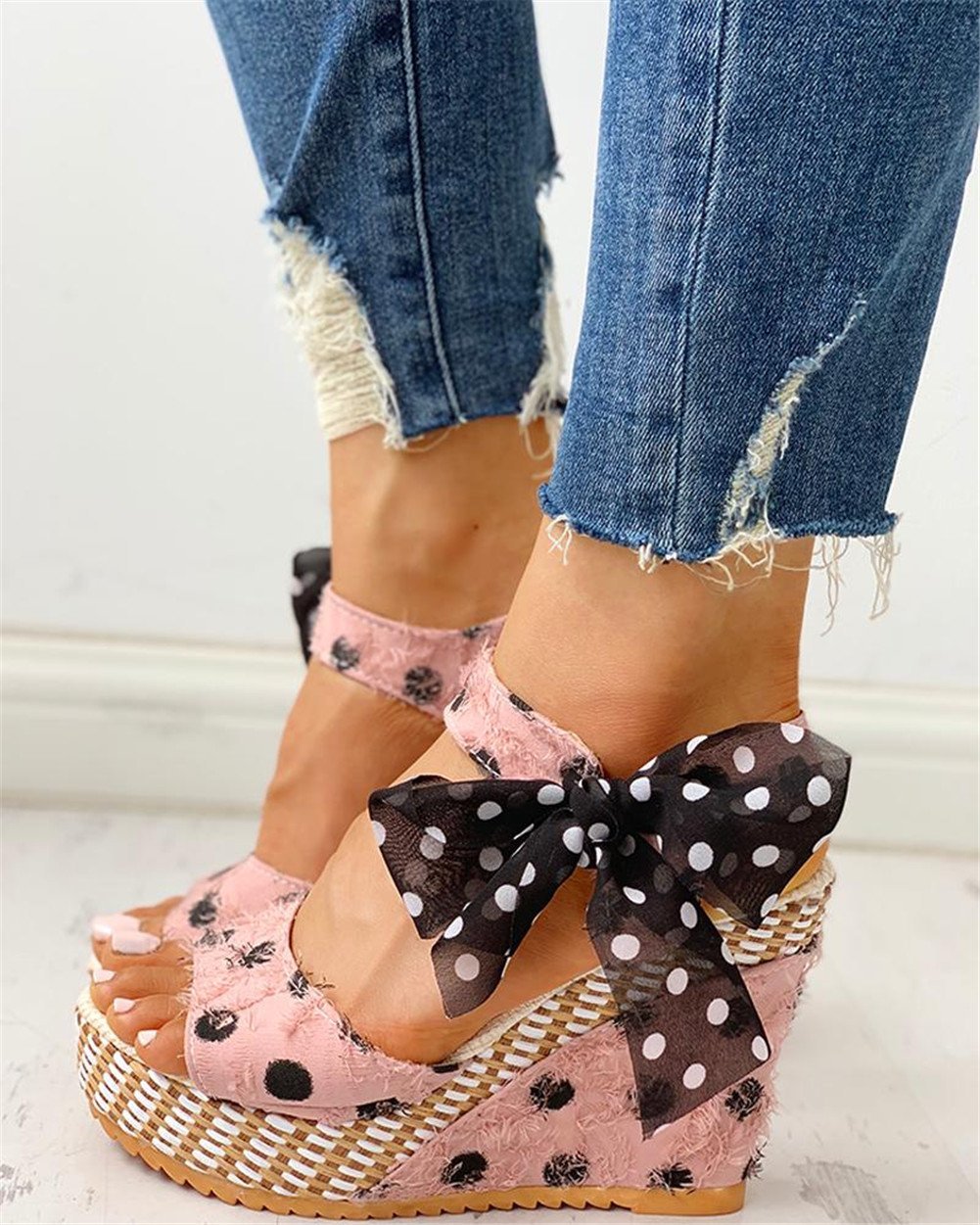 Sweet Polka Dot Leisure Wedges Sandals - Pavacat