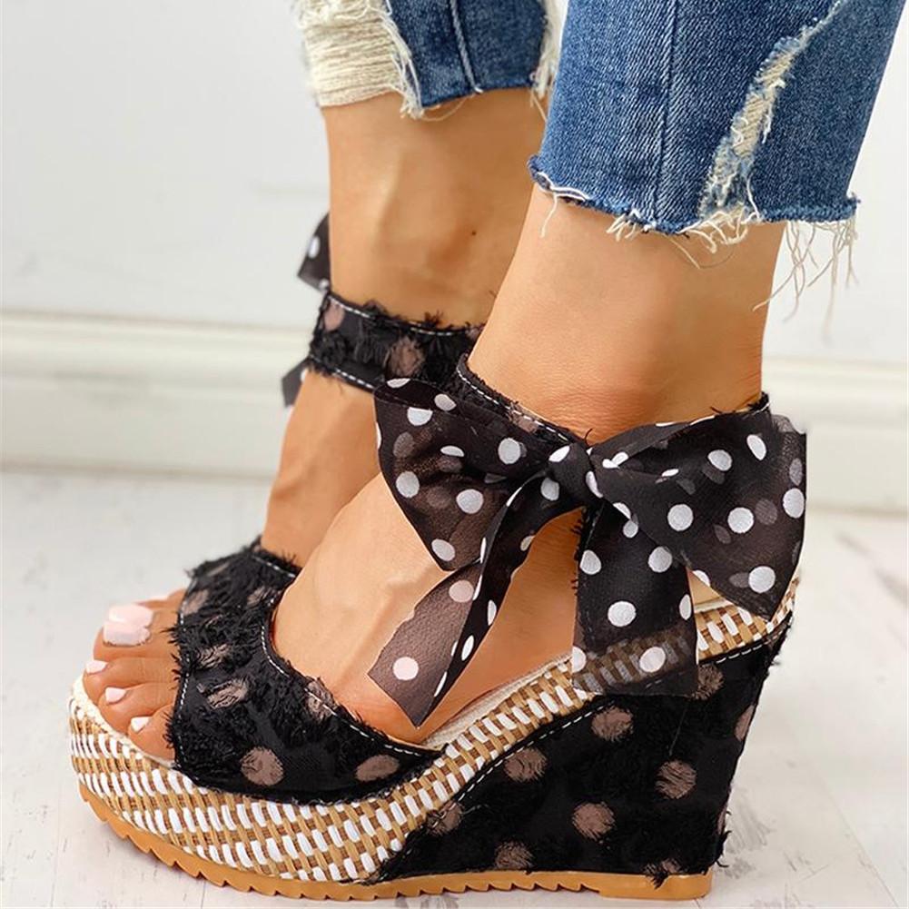 Sweet Polka Dot Leisure Wedges Sandals - Pavacat