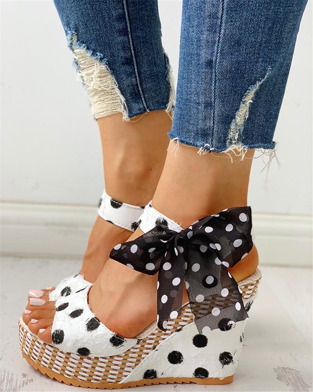 Sweet Polka Dot Leisure Wedges Sandals - Pavacat