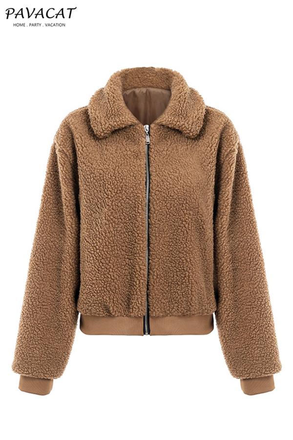 Teddy Bear Furry Faux Fur Jacket Coat Simplee 