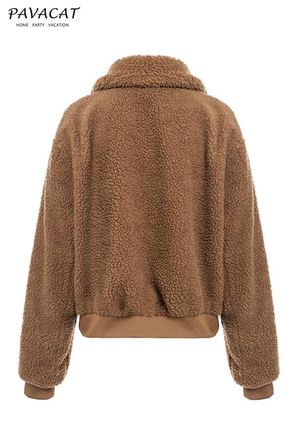 Teddy Bear Furry Faux Fur Jacket Coat Simplee 