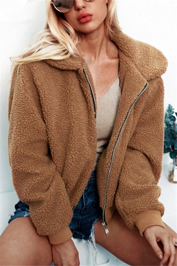 Teddy Bear Furry Faux Fur Jacket Coat Simplee 