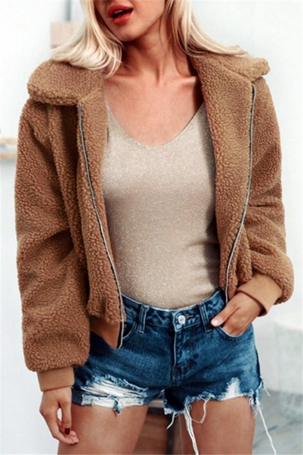 Teddy Bear Furry Faux Fur Jacket Coat Simplee S 