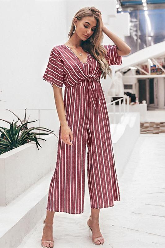 Tell The News Striped Jumpsuit - Blue - Pavacat