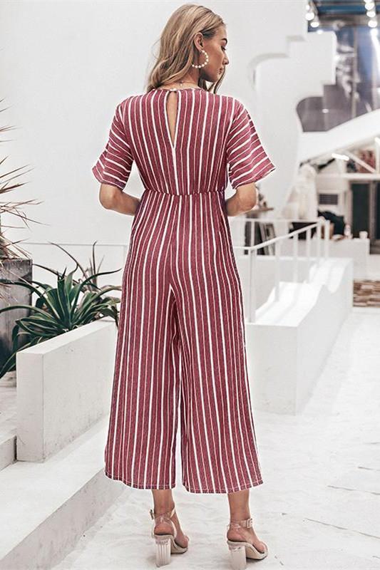 Tell The News Striped Jumpsuit - Blue - Pavacat