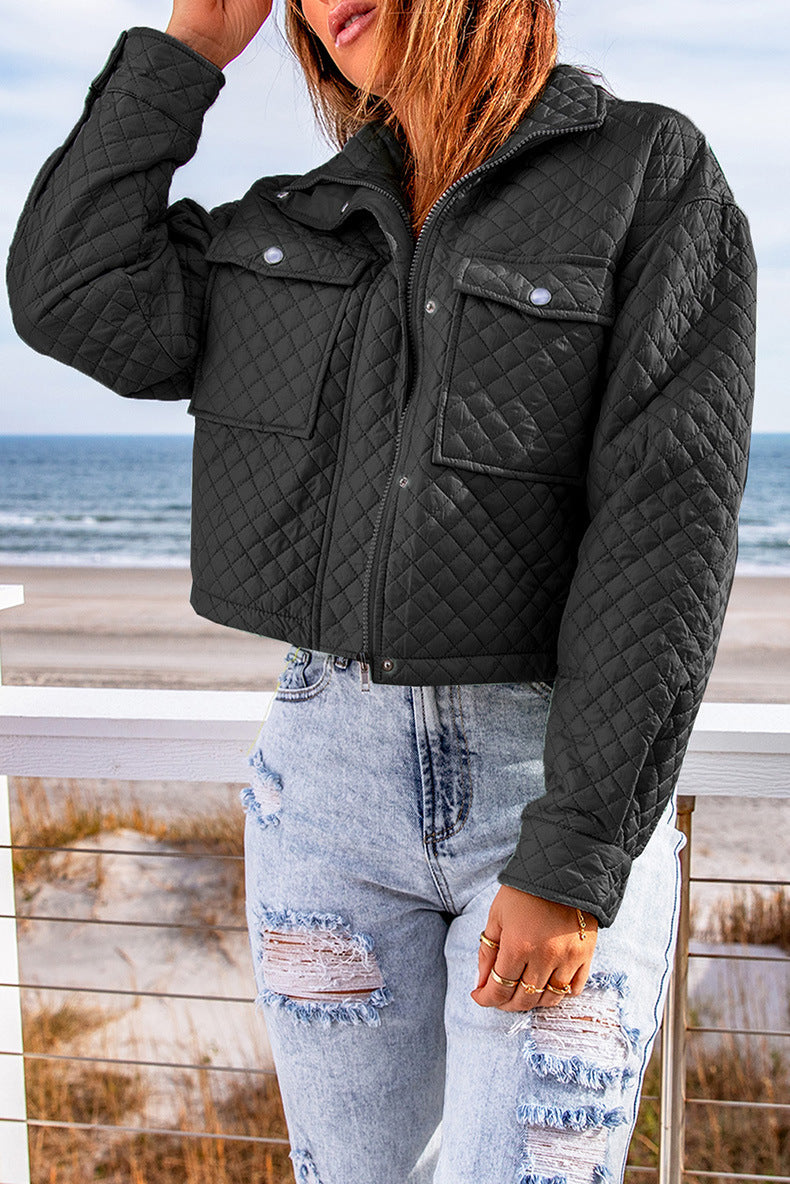 Think For Yourself Cropped Quilted Jacket