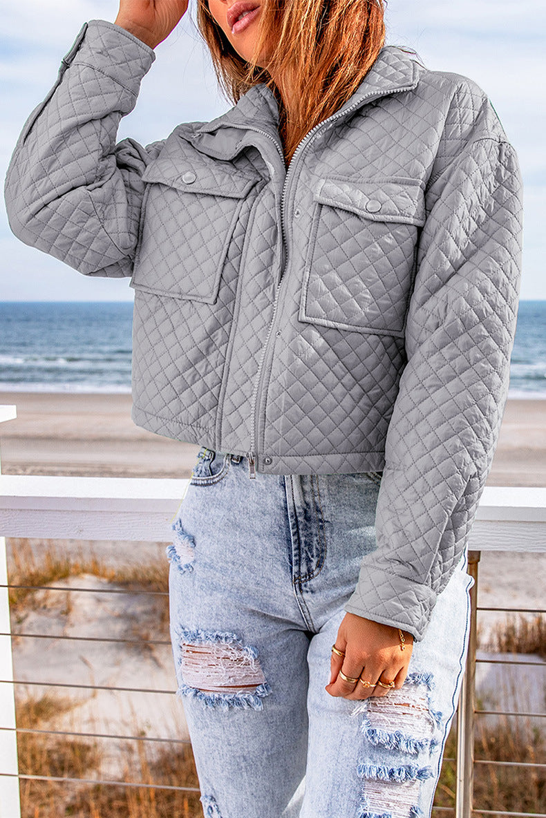 Think For Yourself Cropped Quilted Jacket