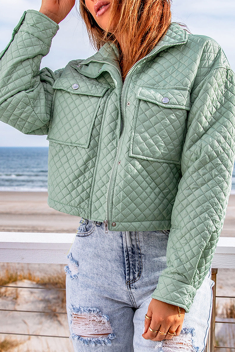 Think For Yourself Cropped Quilted Jacket