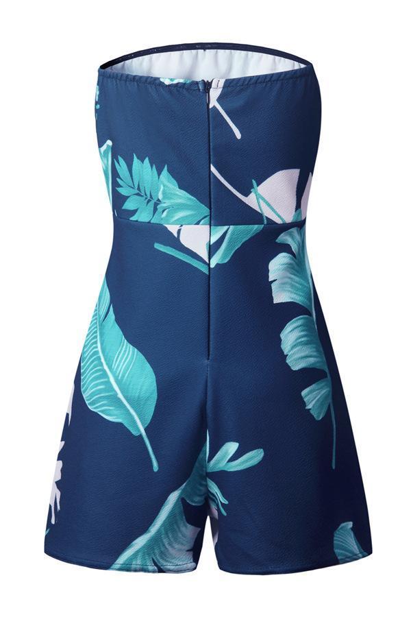 Tropical Leaves Off Shoulder Jumpsuit Jumpsuits & Rompers chicnico 