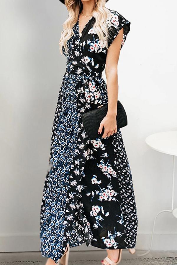 Polka Dot High Waisted Maxi Dress Dress 5201904110309 L black 