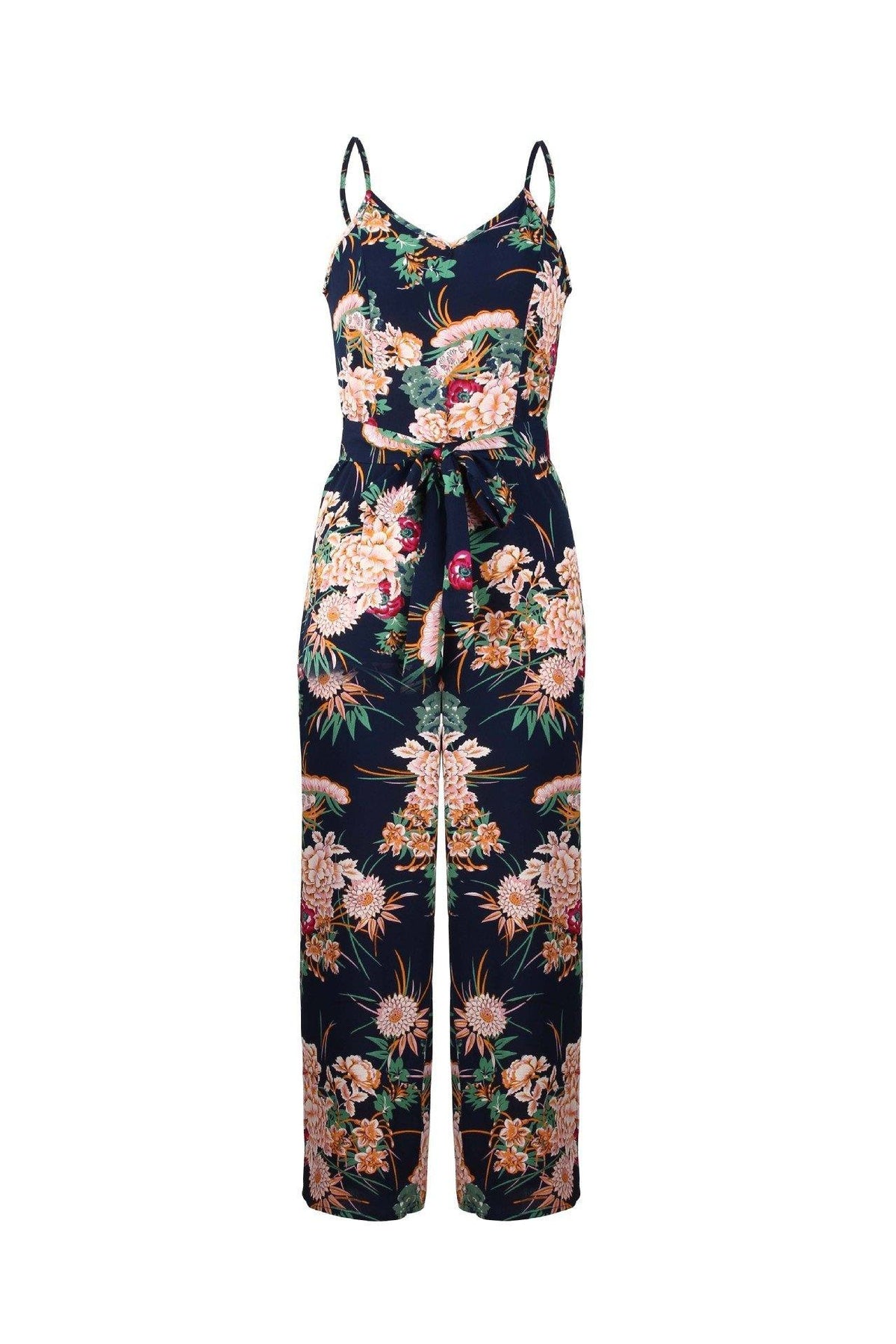 V Neck Floral Slit Jumpsuit Jumpsuits & Rompers 5201812281531 