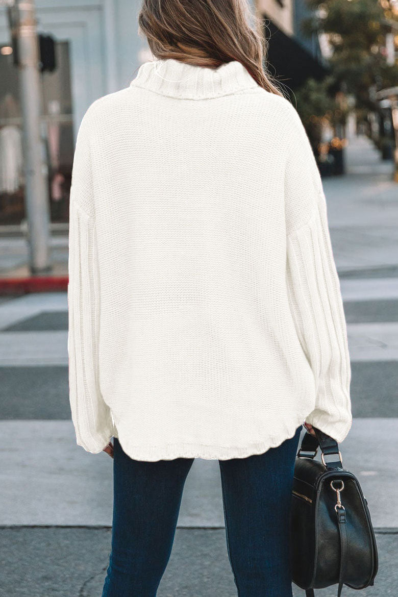 Oversized Turtleneck Kangaroo Pocket Knit Sweater