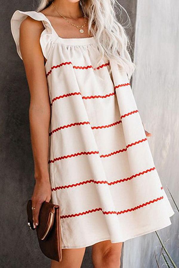 Wave Striped Sleeveless Cute Dress Dress 5201906151552 