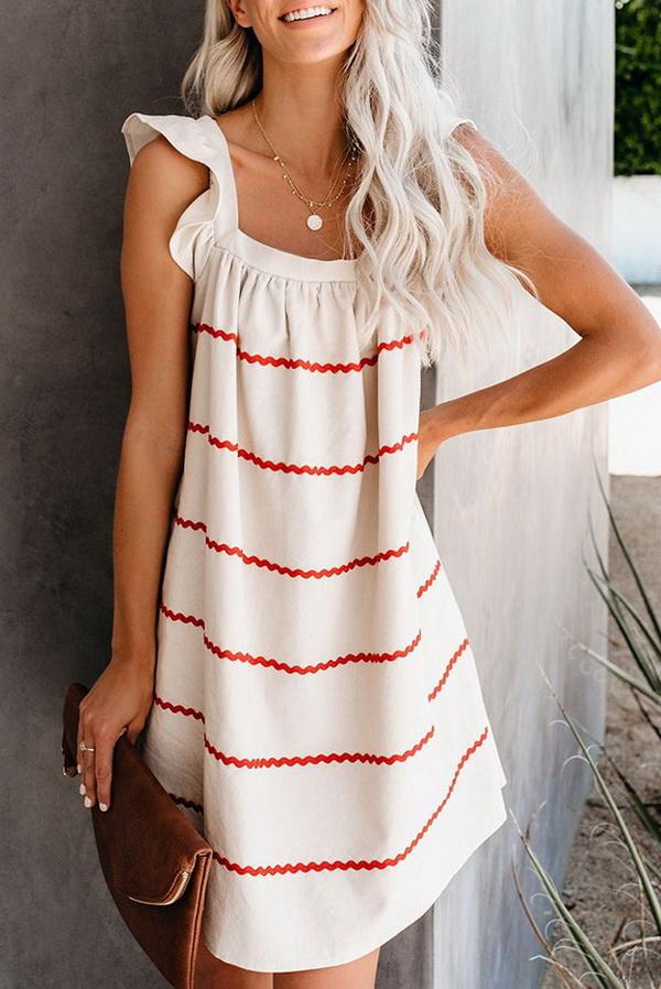 Wave Striped Sleeveless Cute Dress Dress 5201906151552 