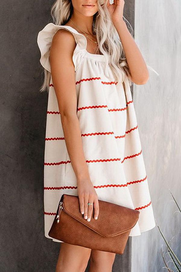 Wave Striped Sleeveless Cute Dress Dress 5201906151552 